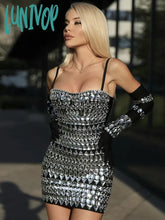 Lunivop New Guest Wedding Party Dress Women Luxury Beading Long Sleeve Black With Golves Bodycon